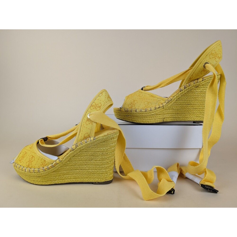 GUESS Halona Strappy Wedge Espadrille Sandals Womens 8M Yellow Boho Shoes NWB - Picture 4 of 14